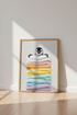 Baby Penguin in Blankets Art | Rainbow Pastel Nursery Decor | Cute Animal Poster