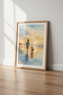 Boy and Dog Beach Watercolor Print | Coastal Nursery Decor | Sunset Poster