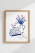 French Chic Wall Art Print | Parisian Book & Tulip Sketch | Feminine Bedroom Decor