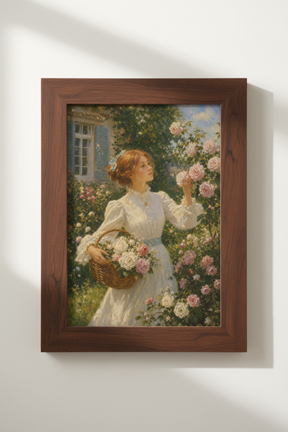 Romantic Floral Art | Impressionist Garden Whites, Soft Pastels | Living Room Decor