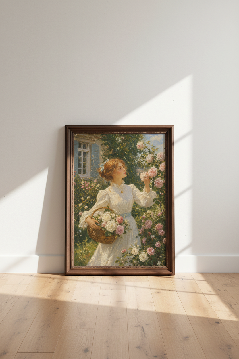 Romantic Floral Art | Impressionist Garden Whites, Soft Pastels | Living Room Decor