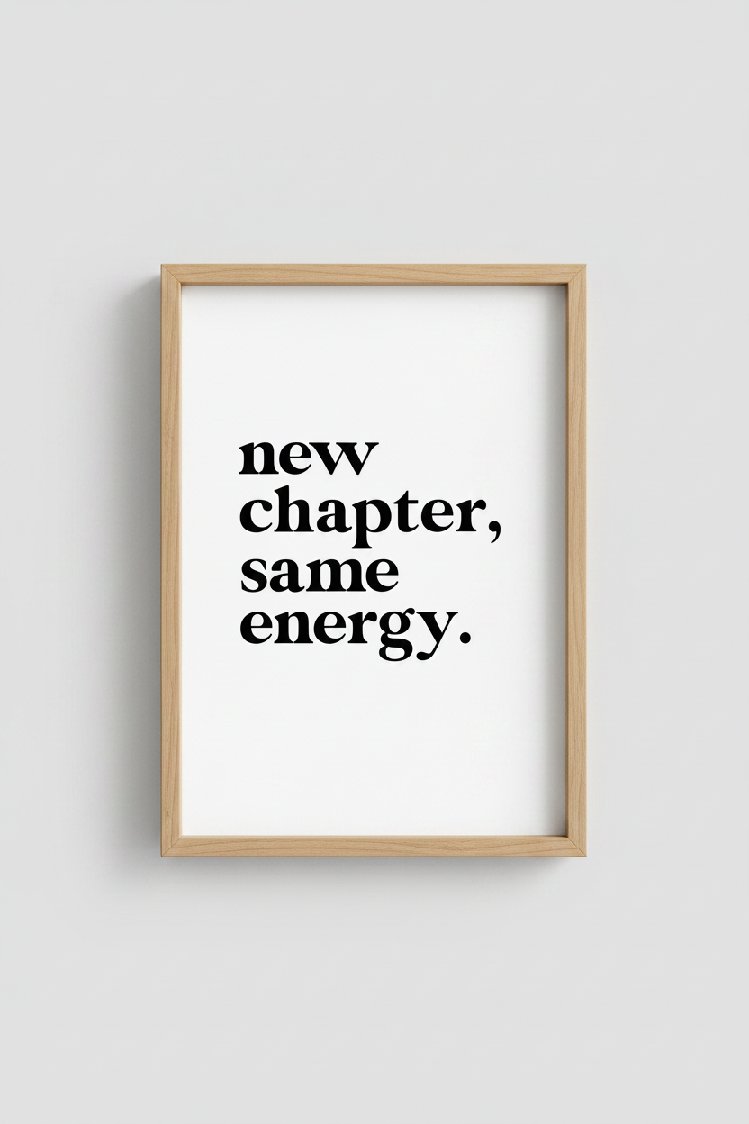 New Chapter Same Energy Typography Art | Office Decor | Minimalist Poster