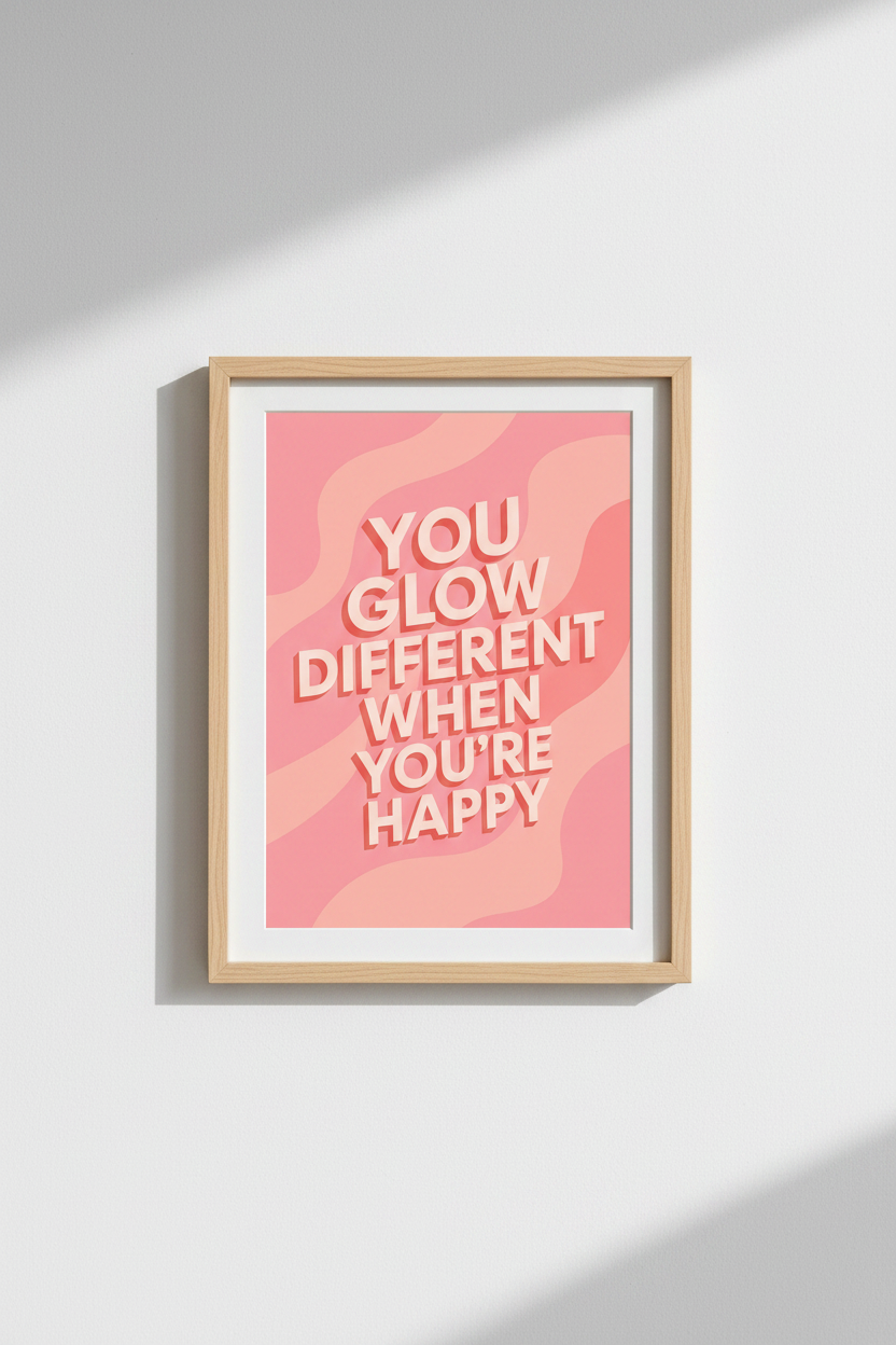 Typography Wall Art Print | Living Room Decor | Pink Aesthetic Poster