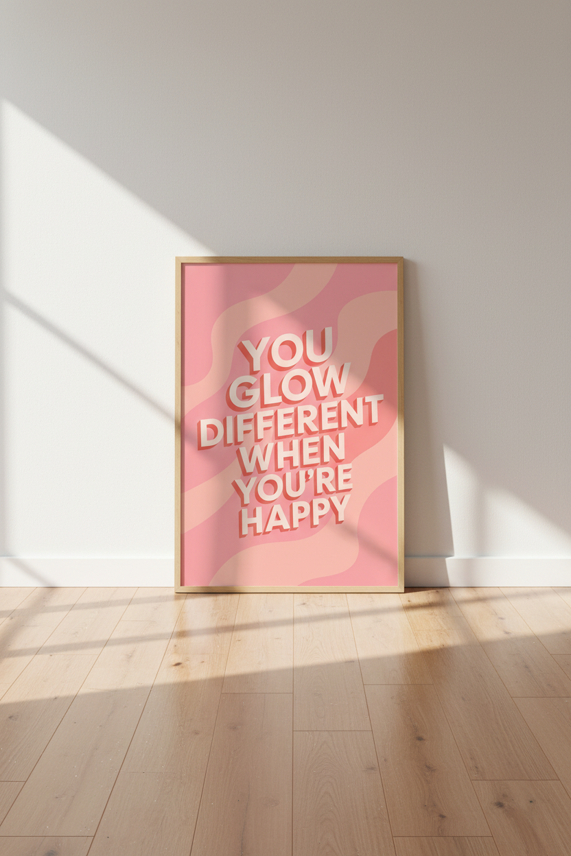Typography Wall Art Print | Living Room Decor | Pink Aesthetic Poster