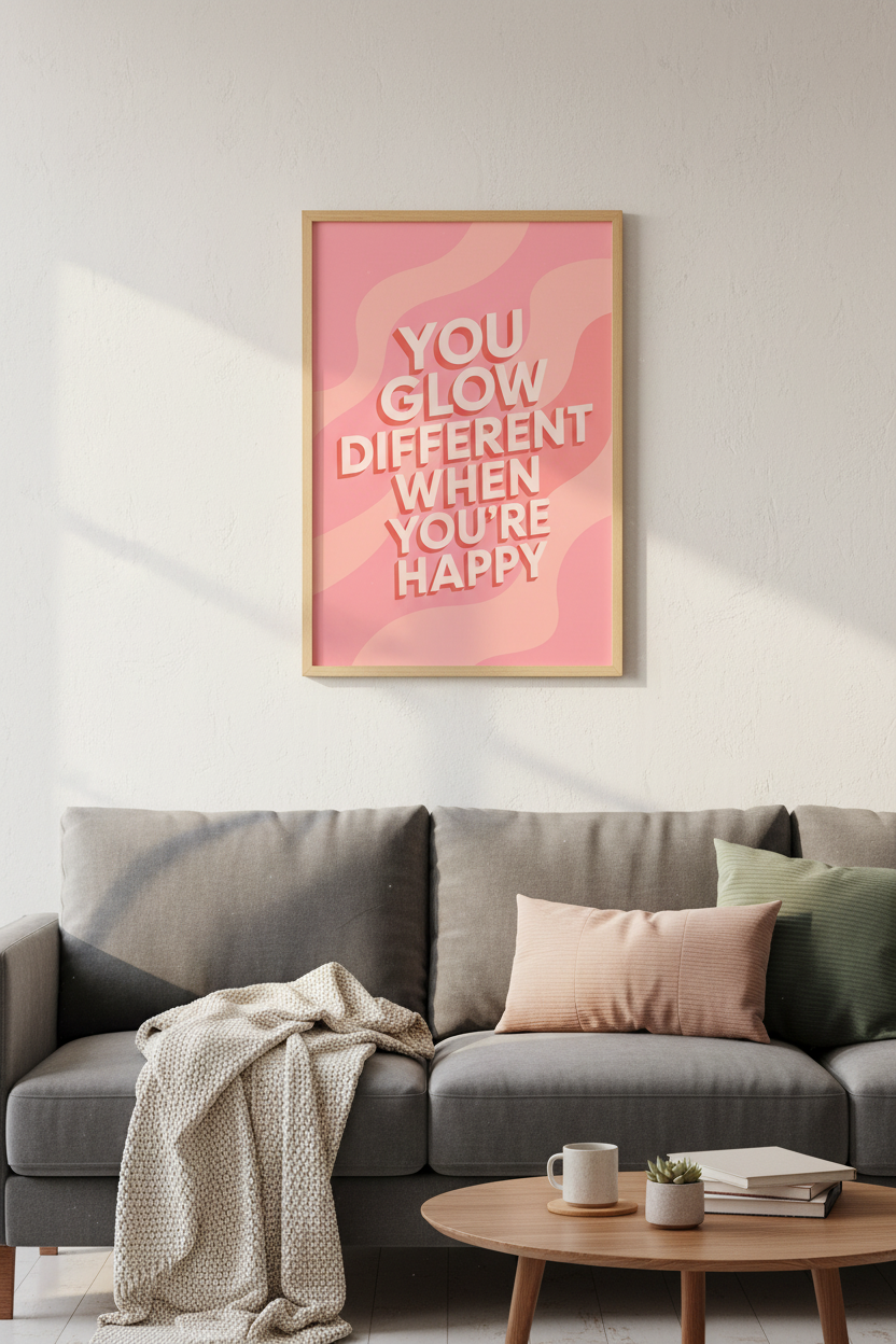 Typography Wall Art Print | Living Room Decor | Pink Aesthetic Poster