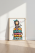 Whimsical Girl & Dog on Suitcases Art Print | Kids Room Decor | Travel Poster