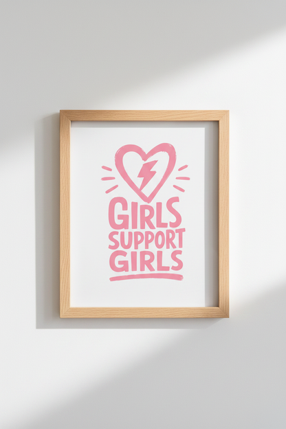 Pink feminist art | Hand-drawn Heart Wall Decor | Living Room Decor
