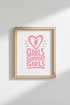 Pink feminist art | Hand-drawn Heart Wall Decor | Living Room Decor