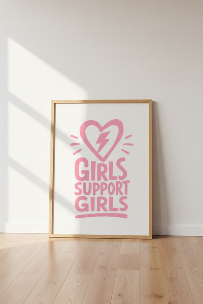 Pink feminist art | Hand-drawn Heart Wall Decor | Living Room Decor