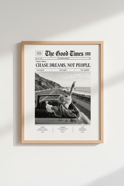 Newspaper Aesthetic Poster | Vintage Black and White Print | Trendy Bedroom Wall Art