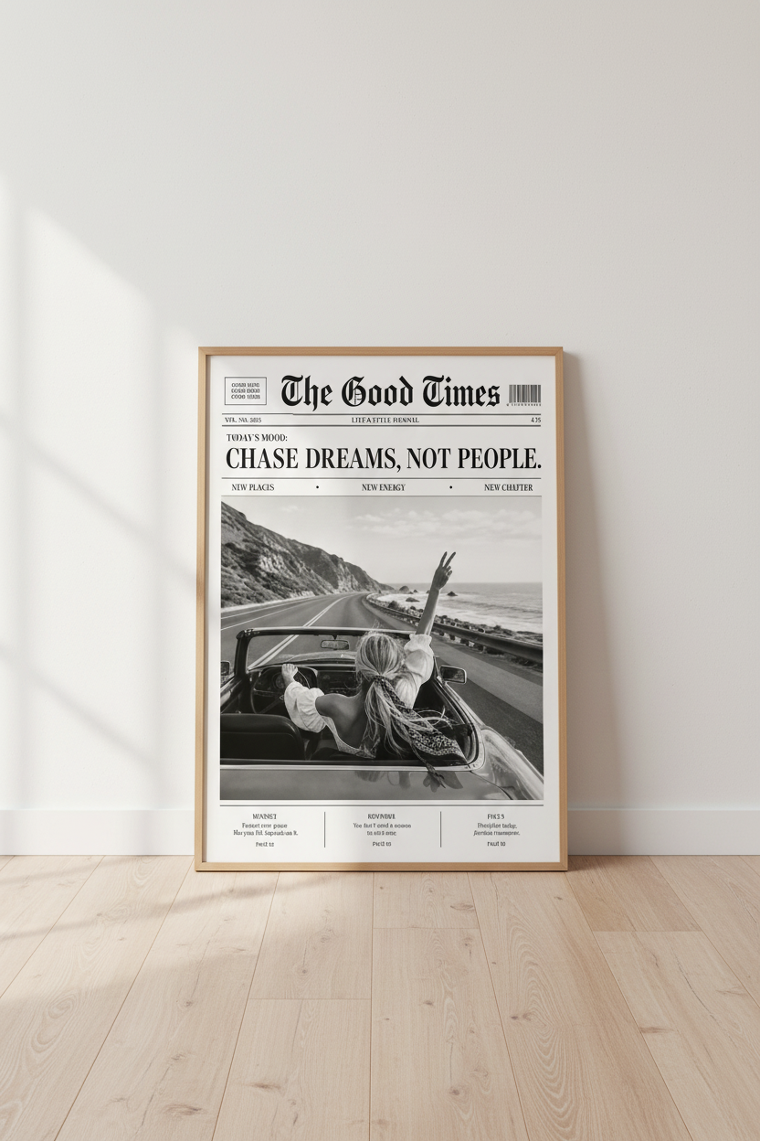Newspaper Aesthetic Poster | Vintage Black and White Print | Trendy Bedroom Wall Art