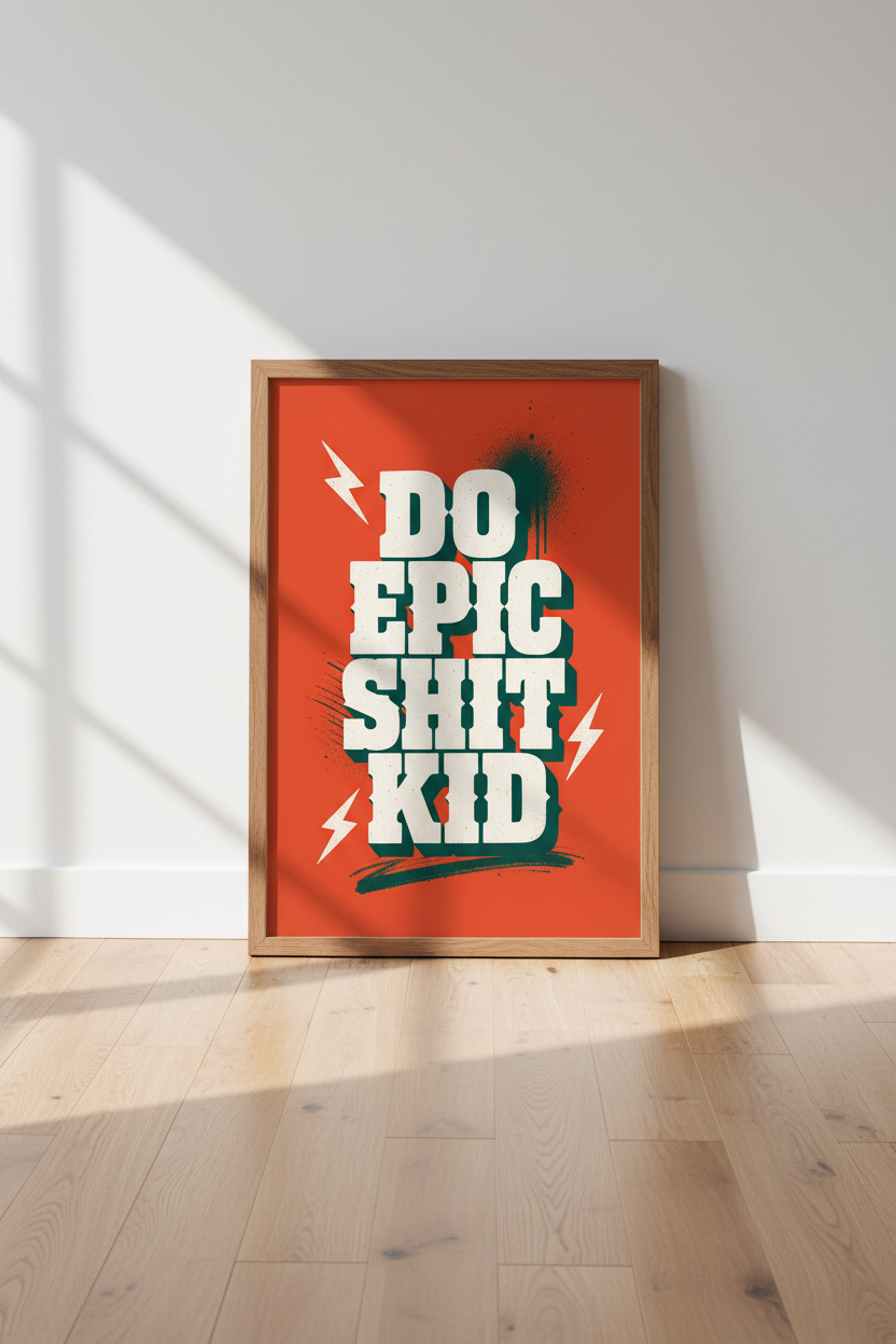 Do Epic Shit Kid Typography Art | Bold Orange Street Style Poster, Home Office Decor