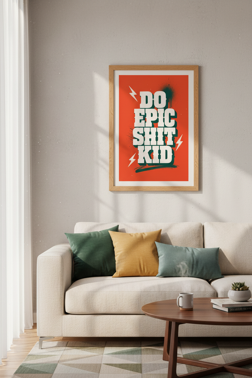 Do Epic Shit Kid Typography Art | Bold Orange Street Style Poster, Home Office Decor