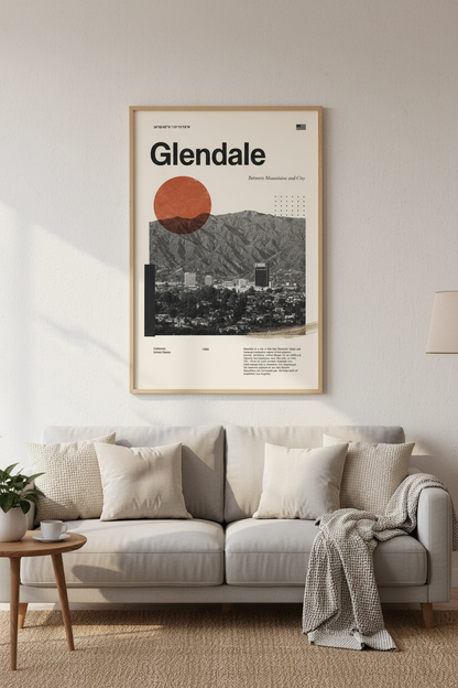 Glendale California Wall Art Print | Modern Travel Decor | Minimalist Poster