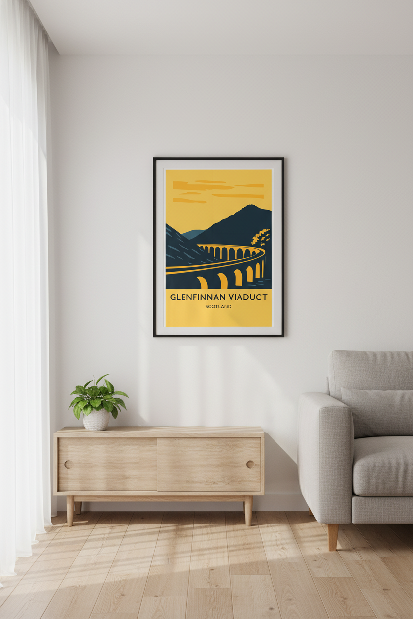 Glenfinnan Viaduct: Scottish Highlands Watercolor Art Print