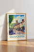 Gloucester England Travel Poster | Vintage Style Street Scenery, Living Room Wall Art