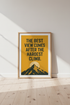 Mountain Quote Wall Art | Retro Yellow Motivational Poster | Office Home Decor