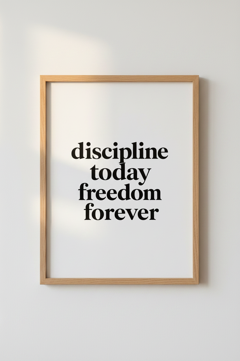 Discipline Today Freedom Forever Wall Art | Office Decor | Minimalist Poster
