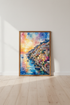Amalfi Coast Positano Wall Art | Italy Sunset Watercolor Print | Vibrant Coastal Decor