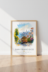 San Francisco Cable Car Art | Watercolor Cityscape, Living Room Decor
