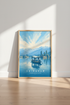 Srinagar Kashmir Travel Poster | Blue Himalayan Landscape, Dal Lake Wall Art
