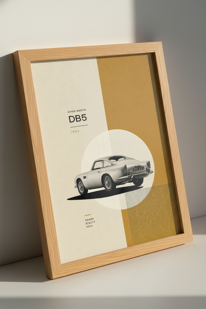 Aston Martin DB5 1964 Art Print | Minimalist Automotive Poster, Man Cave Decor