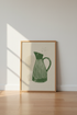 Green Pitcher Wall Art Print | Minimalist Vase Poster, Kitchen & Dining Decor