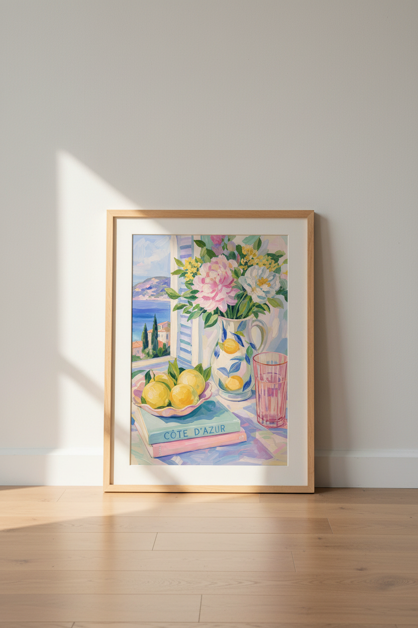 Mediterranean Wall Art Print | French Riviera Decor | Coastal Impressionist Poster