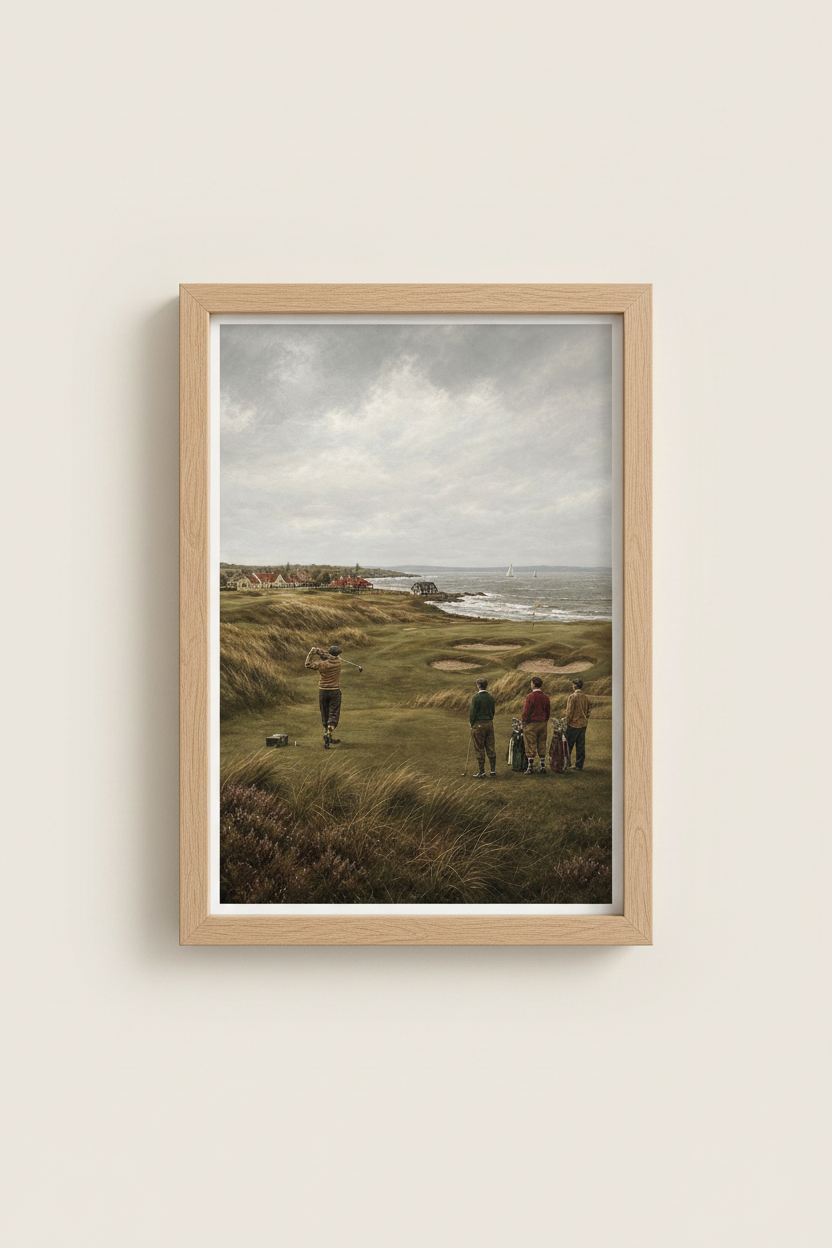 golf course wall art | coastal tones, living room decor