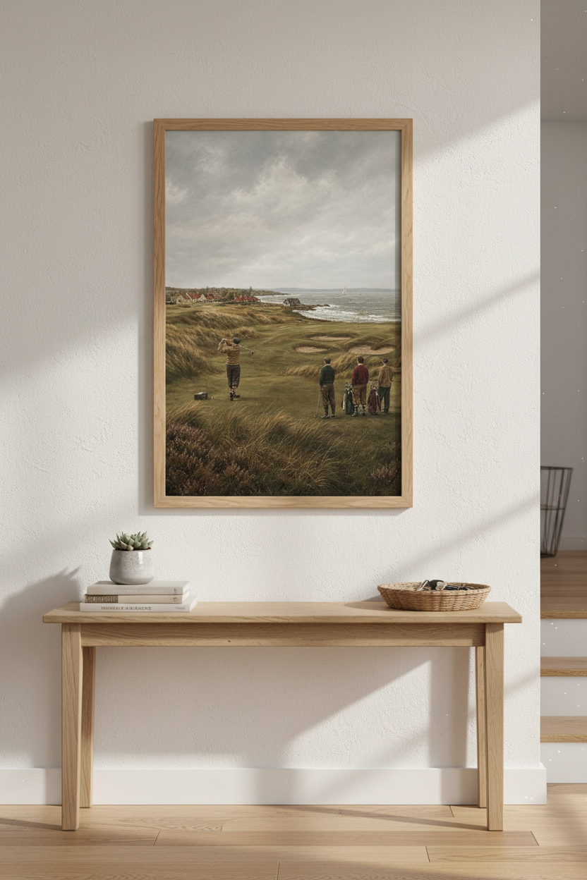 golf course wall art | coastal tones, living room decor