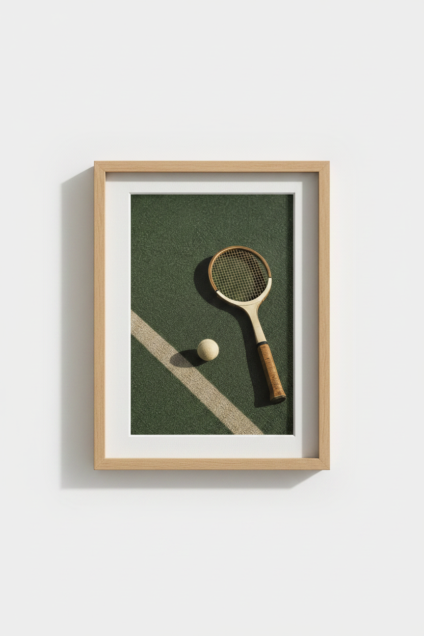 Tennis wall art | Rustic Tones, Living Room Decor | Monochrome Poster