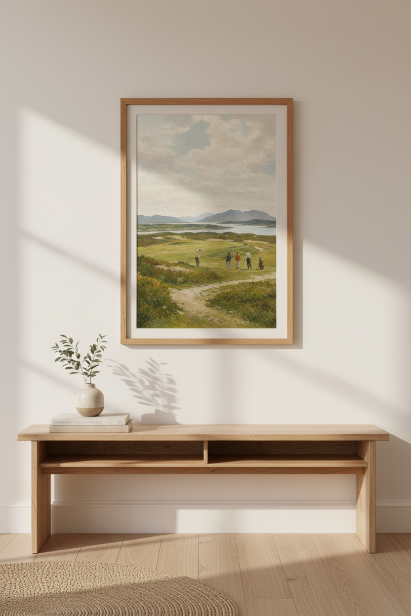 Golf Course Wall Art | Gentle greens, coastal vibe | Living Room Decor