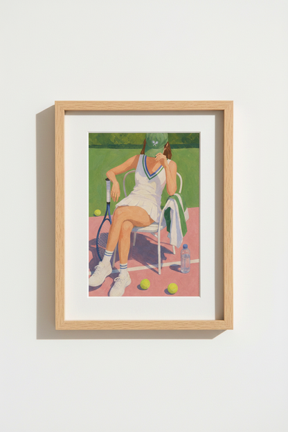 Preppy Wall Art | Tennis Girl Aesthetic Print, Pink and Green Sporty Poster