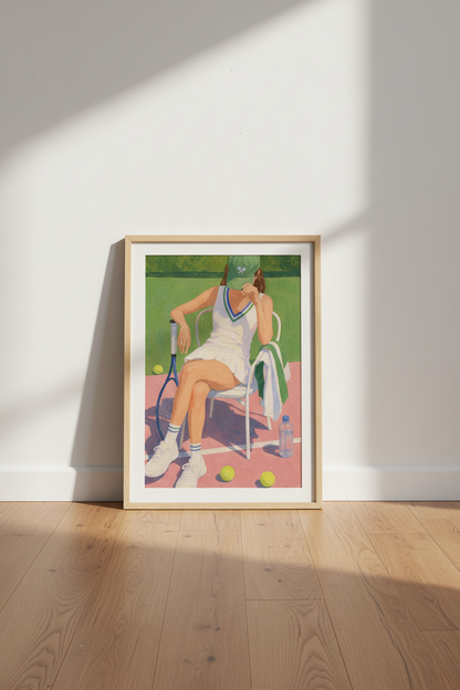 Preppy Wall Art | Tennis Girl Aesthetic Print, Pink and Green Sporty Poster