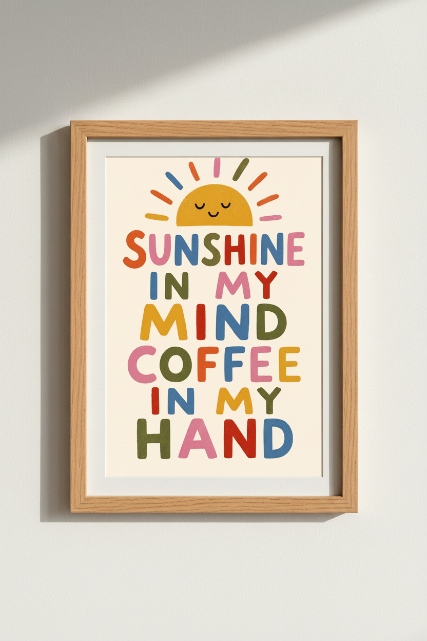 colorful wall quote | Retro Typography, Cozy Living Room Decor