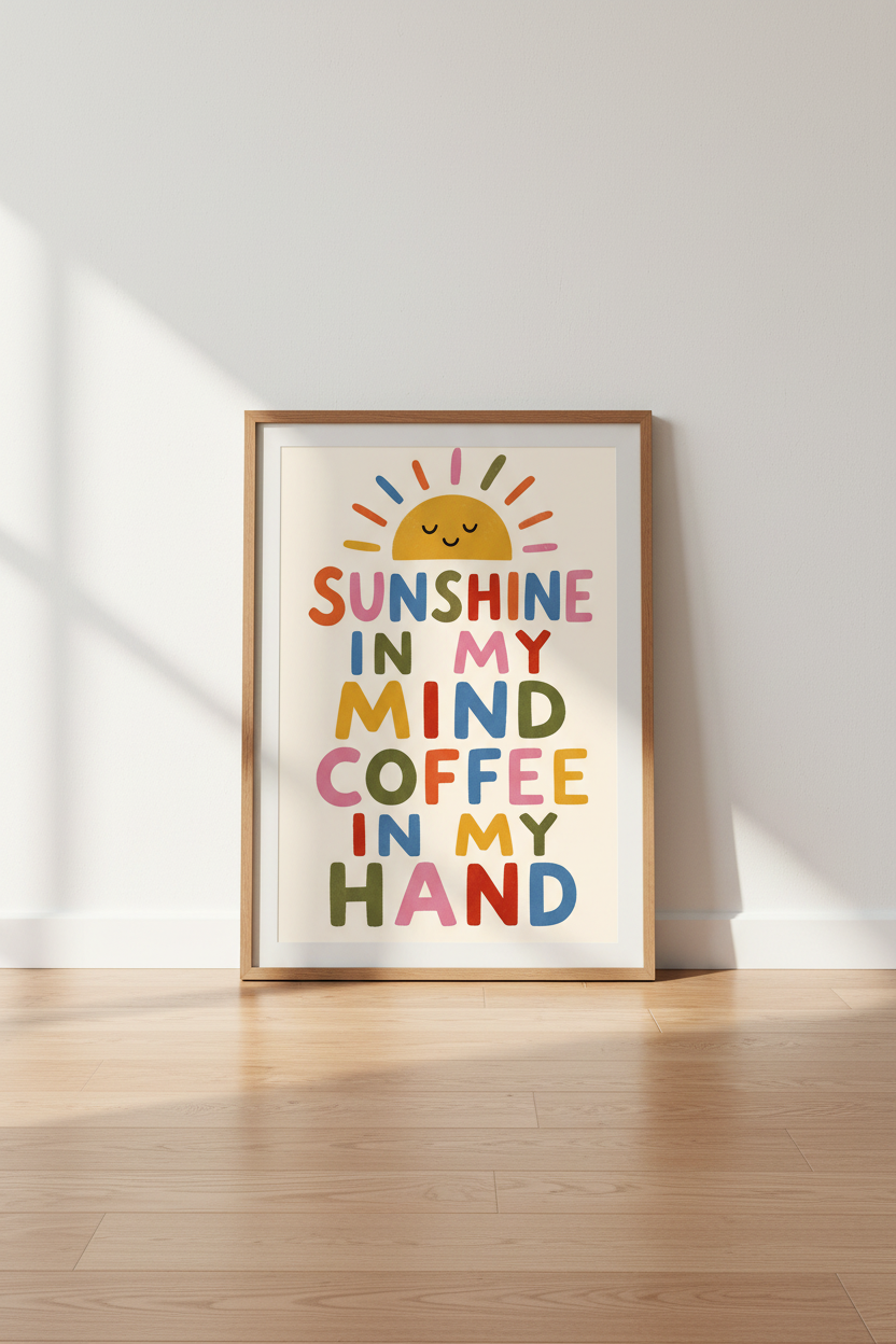 colorful wall quote | Retro Typography, Cozy Living Room Decor