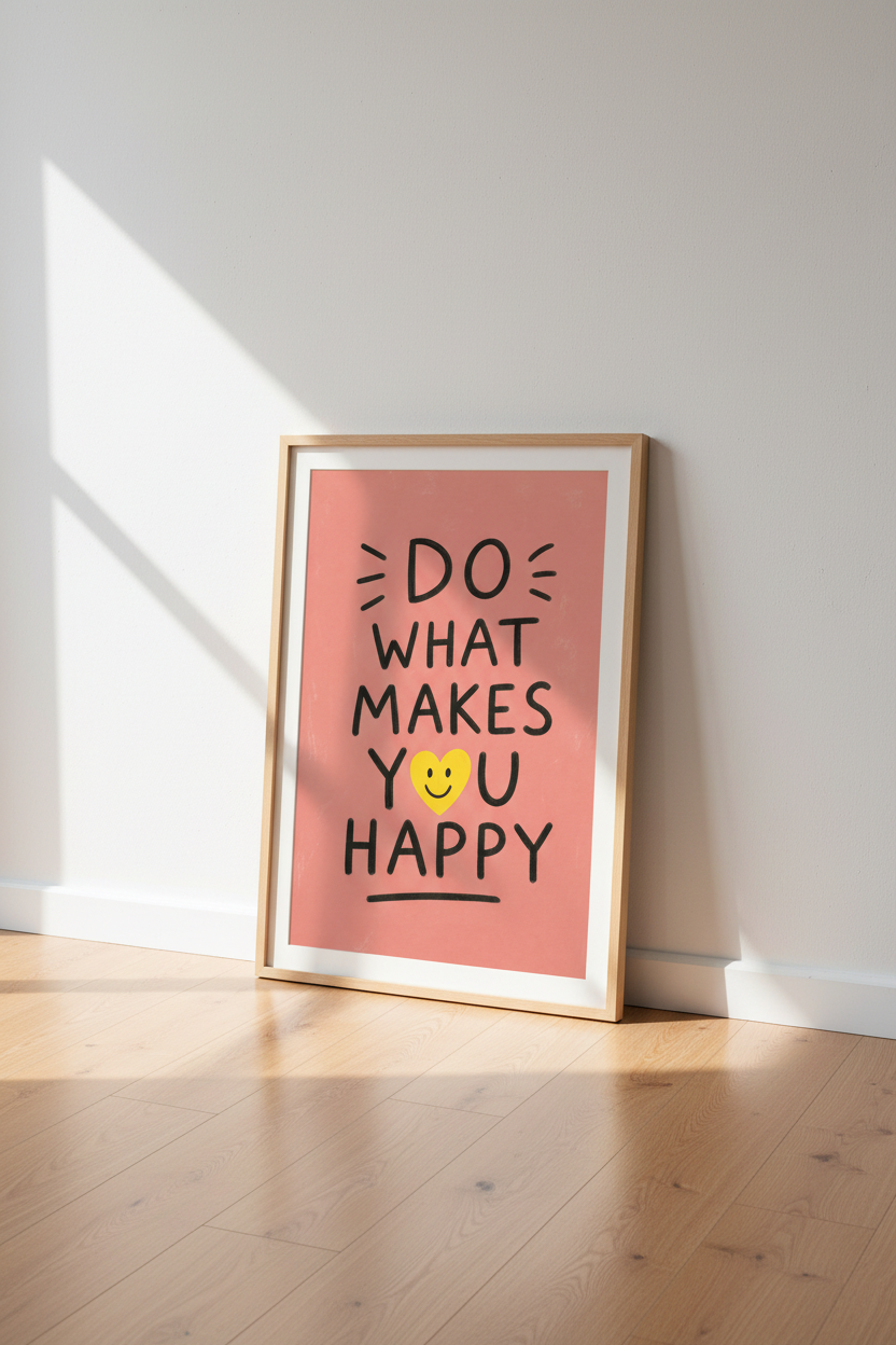 Minimal Quote Wall Art Print | Living Room Decor | Playful Pink Poster