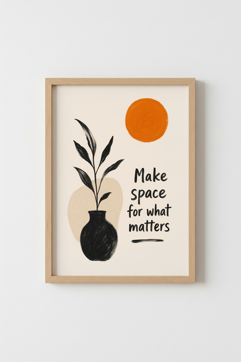 Boho Wall Art Print | Mid Century Terracotta Quote, Minimalist Bedroom Decor