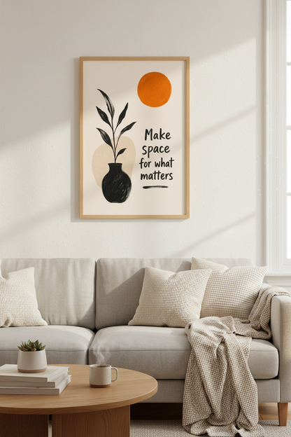 Boho Wall Art Print | Mid Century Terracotta Quote, Minimalist Bedroom Decor