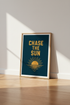 Chase The Sun Art Print | Navy & Gold Motivational Poster | Modern Home Decor