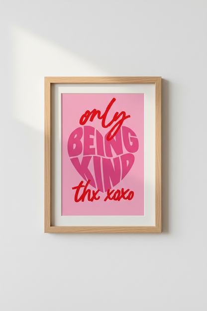 Pink Preppy Wall Art | Trendy Heart Typography Poster, Dorm &amp; Bedroom Decor