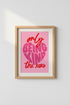 Pink Preppy Wall Art | Trendy Heart Typography Poster, Dorm & Bedroom Decor