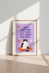 Funny Cat Overthinking Poster | Purple Retro Quote Wall Art, Home Office Decor
