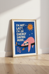 Funny Sloth Energy Saving Mode Wall Art | Blue Bedroom Decor | Cute Self Care Poster