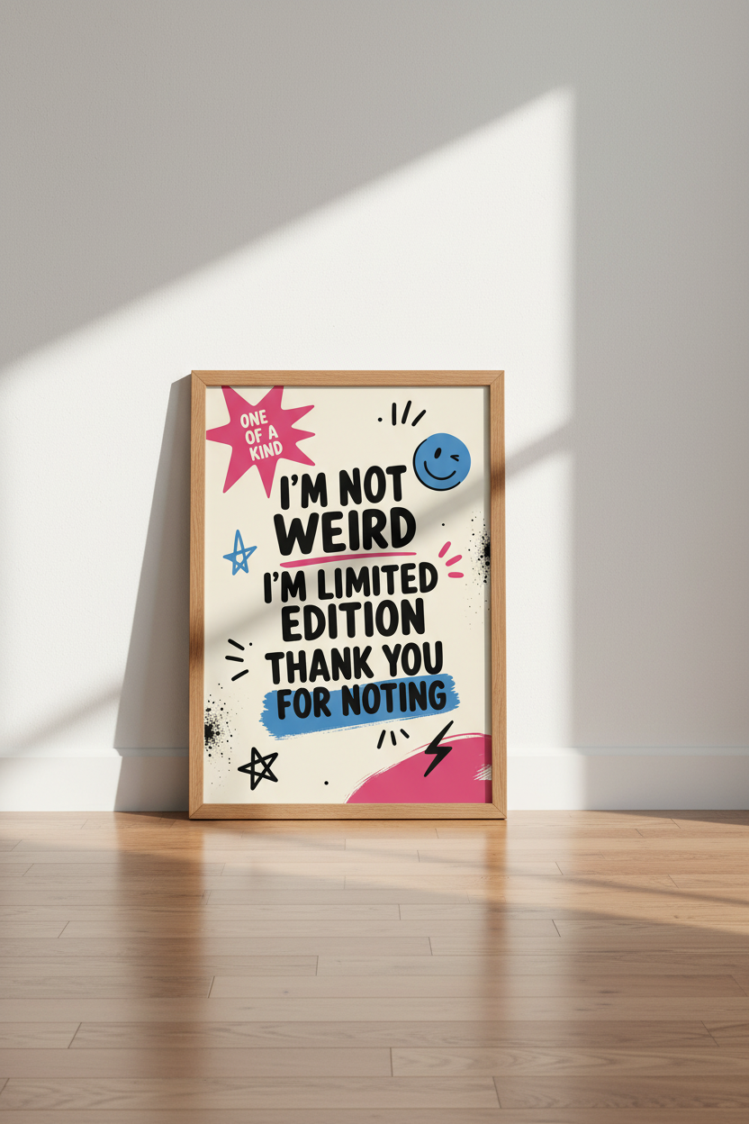 Limited Edition Quote Wall Art | Fun Typography Poster, Dorm &amp; Office Decor