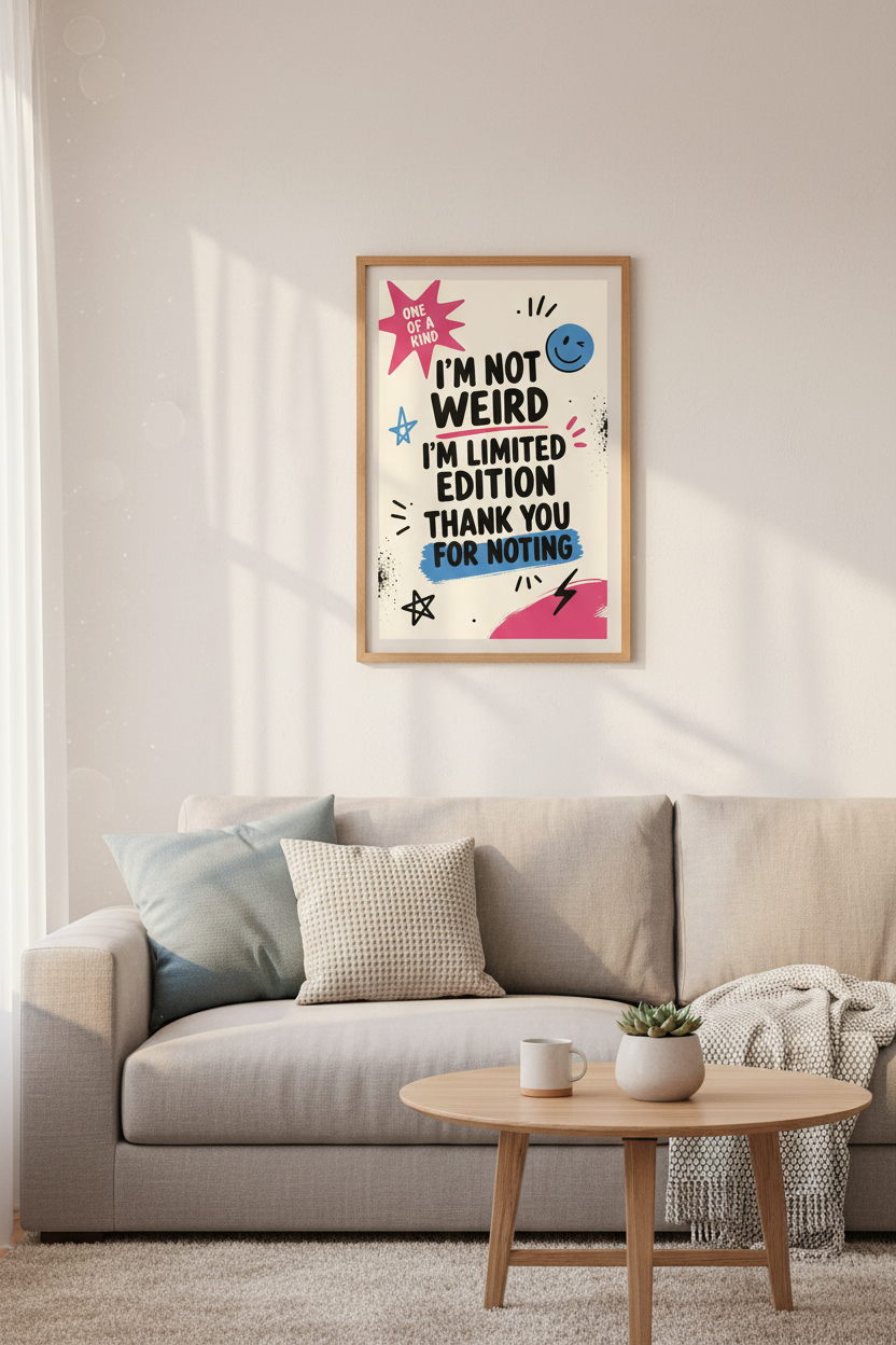 Limited Edition Quote Wall Art | Fun Typography Poster, Dorm &amp; Office Decor