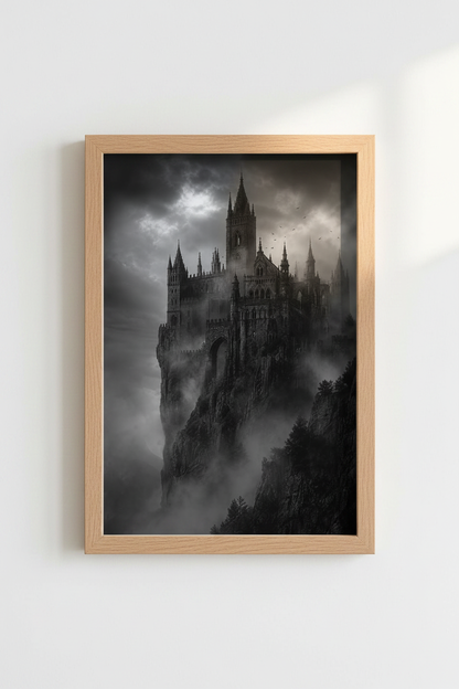 Gothic Castle Wall Art Print | Dark Academia Decor | Moody Medieval Poster