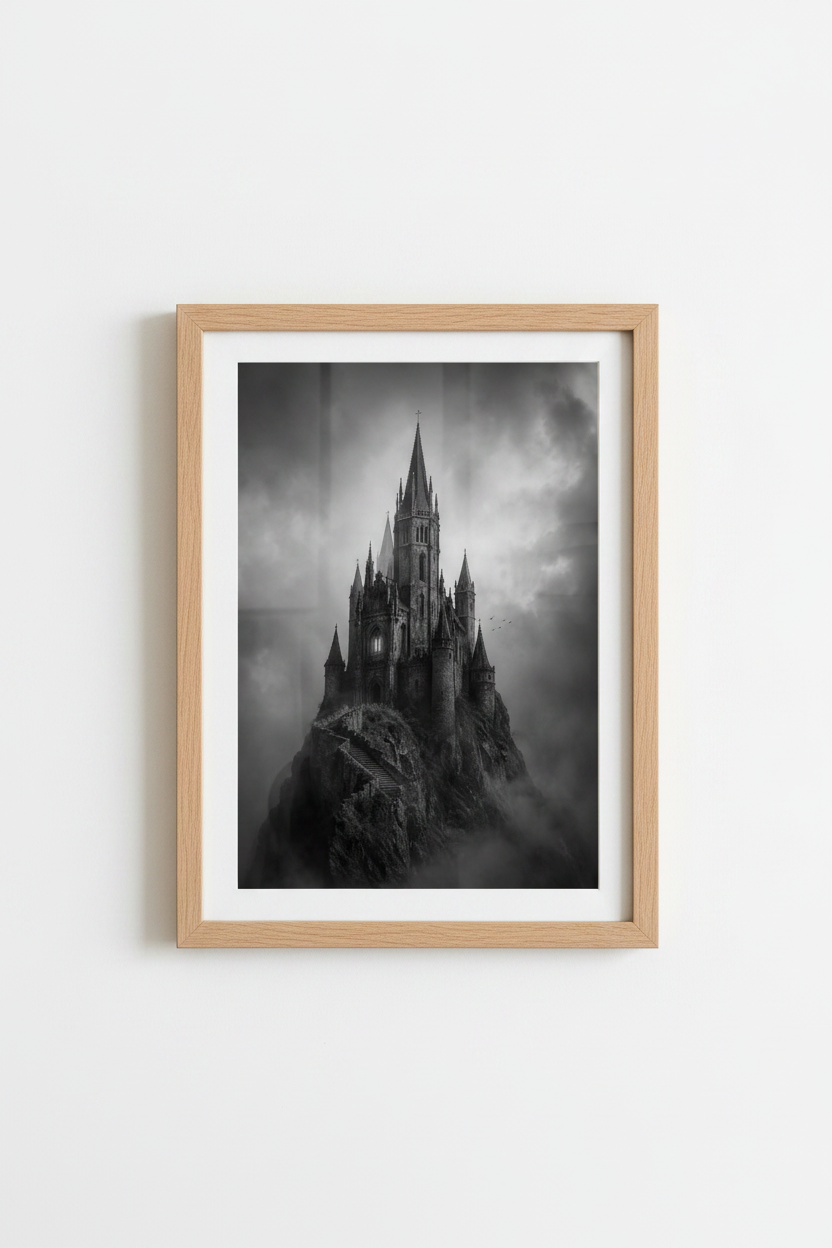 Gothic Castle Wall Art Print | Dark Academia Decor | Moody Fantasy Poster