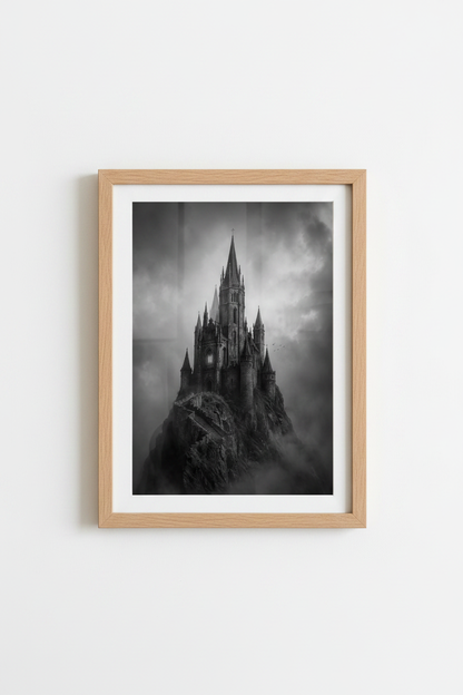Gothic Castle Wall Art Print | Dark Academia Decor | Moody Fantasy Poster
