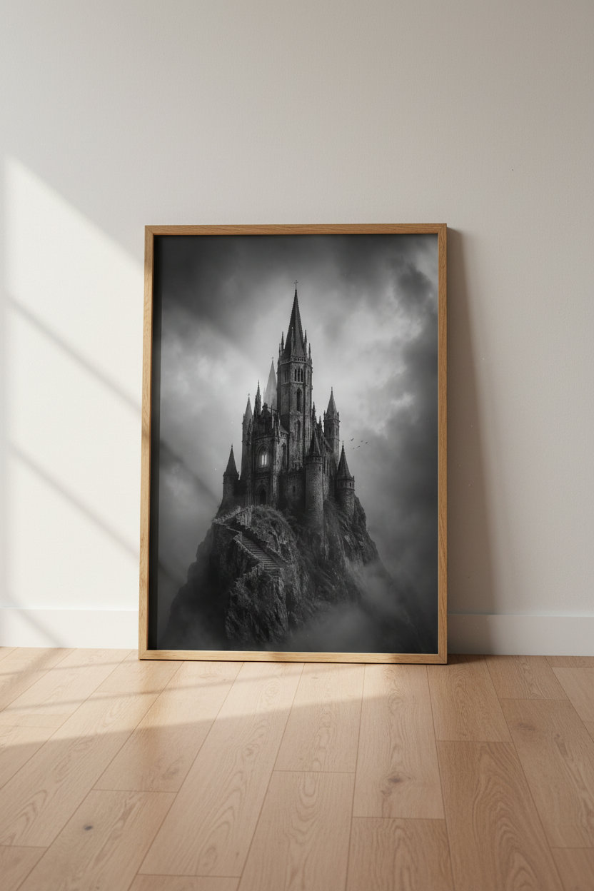 Gothic Castle Wall Art Print | Dark Academia Decor | Moody Fantasy Poster
